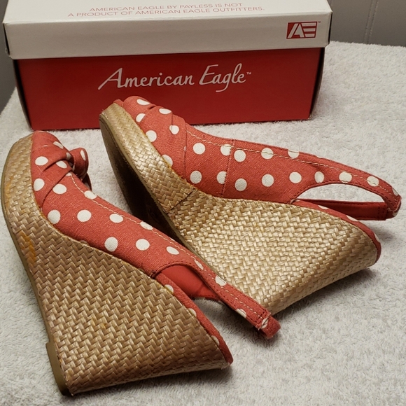 American Eagle wedges, peach polkadots, 5 - Picture 7 of 7